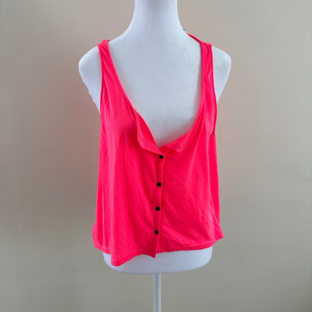 H&M Hot Pink Tank with Black Buttons